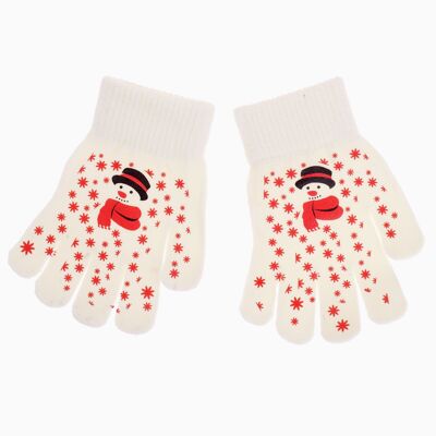 Christmas gloves with Snowman, white