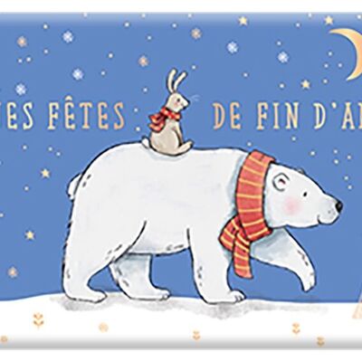 Natale - CIOCCOLATO AL LATTE BIOLOGICO 40g fine anno “orso e coniglio”