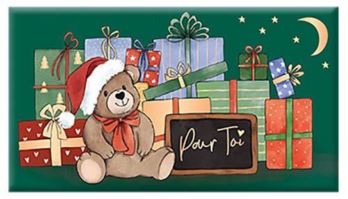 Noël - CHOCOLAT BIO AU LAIT 40g fin d'année « Ourson et cadeaux »