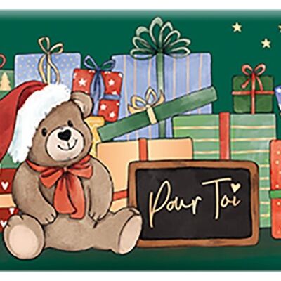 Navidad - CHOCOLATE CON LECHE ORGÁNICO 40g fin de año “Oso y regalos”