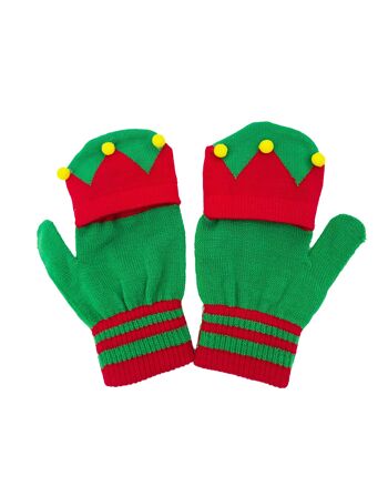 Mitaines / demi-gants "Elfe" rouge et vert 2