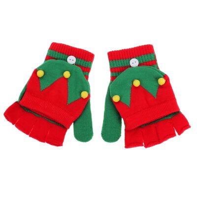 Manoplas / medio guantes "Elf" rojo y verde