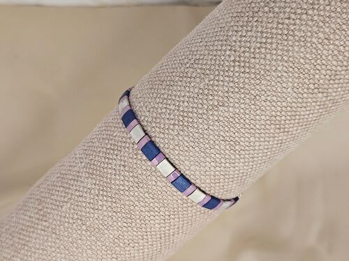 Bracelet Unitila Cobalt et Argent mat et Rose Orchidée