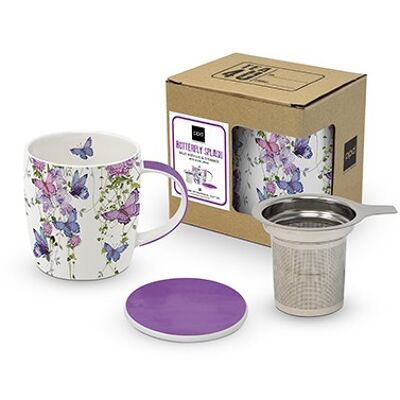 Mug Couvercle & Passoire carton Butterfly Splash