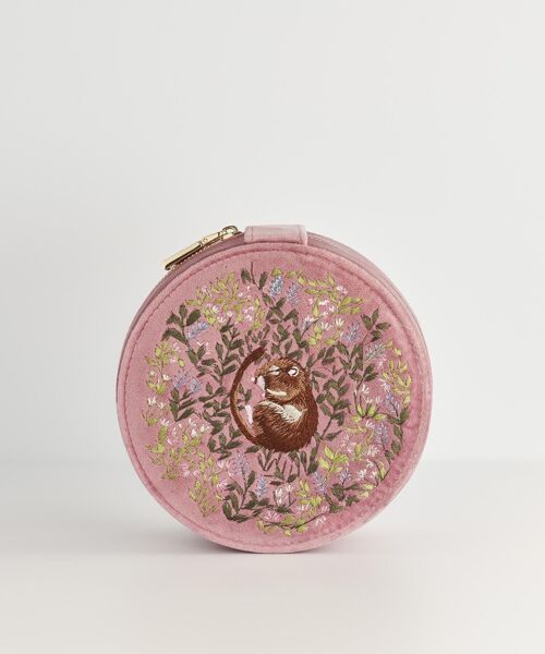 Chloe Dormouse Embroidered Jewellery Box - Pink