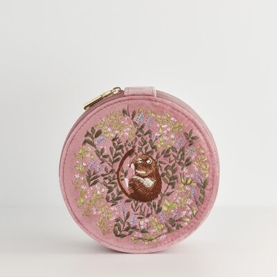 Chloe Dormouse Embroidered Jewellery Box - Pink