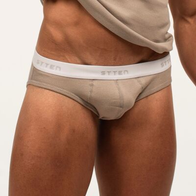 Briefs - Ribbed Cotton - Taupe Color