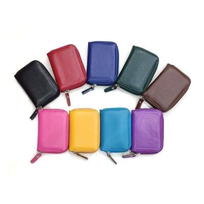 LEATHER ZIP ACCORDION CARD HOLDER SET OF 12