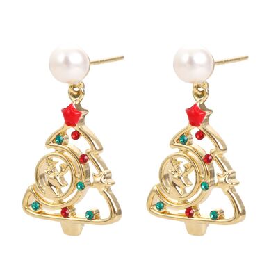 Christmas earrings "X-mas trees with pearls"