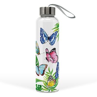 Bottiglia di vetro Farfalle tropicali Glass