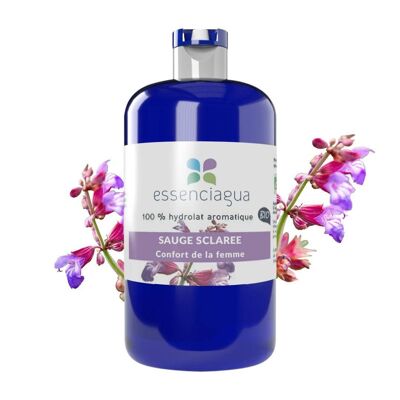 Hydrolat (eau florale) de sauge sclarée distillé en France, bio & artisanal, 100% pur et naturel, aromathérapie & usage alimentaire