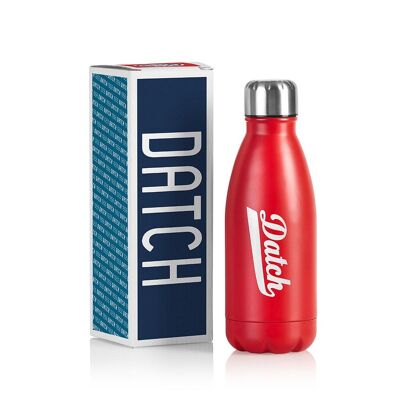 304 stainless steel water bottle with airtight closure.   Single chamber 500 ml - Red color with matte finish. Dimensions: 7.5 x 7.5 x 22 cm