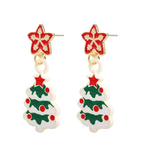 Christmas earrings "X-mas trees" white and green