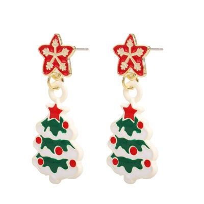 Boucles d'oreilles de Noël "Sapins de Noël" blanc et vert