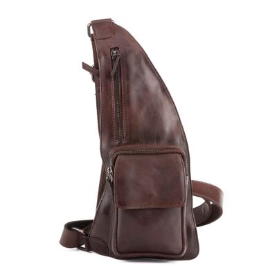 STAMP ST3021 zaino crossbody, uomo, pelle di vacchetta, marrone