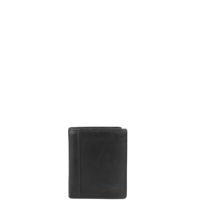 STAMP ST3527 portafoglio, uomo, pelle di vacchetta, nero