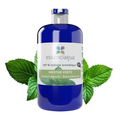 Hydrolat (eau florale) de menthe verte distillé en France, bio & artisanal, 100% pur et naturel, aromathérapie & usage alimentaire