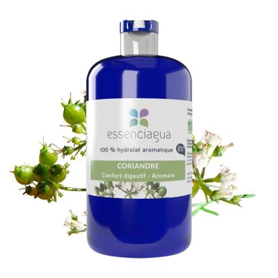 Hydrolat (eau florale) de coriandre distillé en France, bio & artisanal, 100% pur et naturel, aromathérapie & usage alimentaire