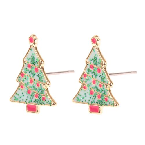 Christmas stud earrings "X-mas trees with glitter"