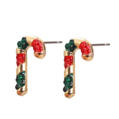 Christmas stud earrings "Candy cane" red and green