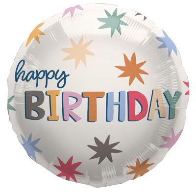 Folienballon - „Happy Birthday“ – Starburst – 45 cm