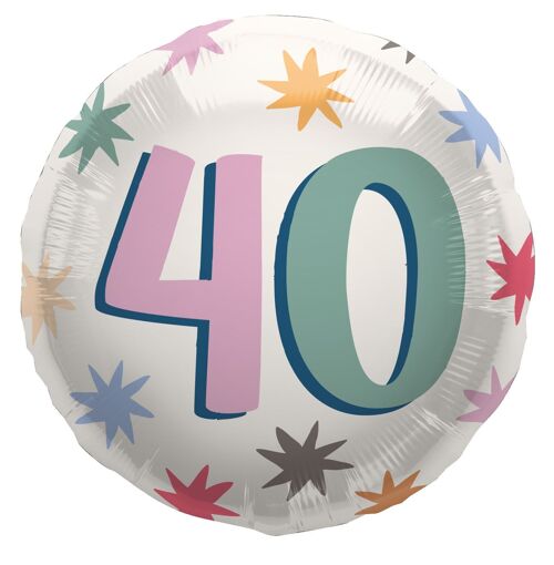 Foil Balloon - "40" - Starburst - 45 cm