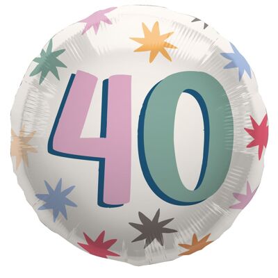 Palloncino foil - "40" - Starburst - 45 cm