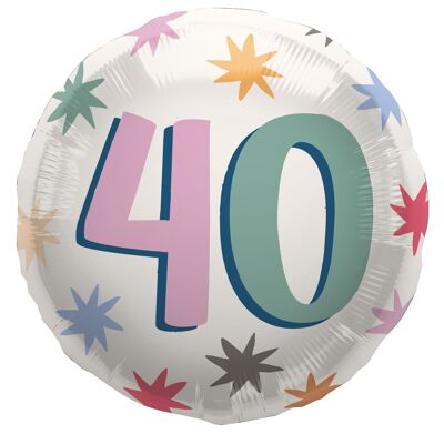 Foil Balloon - "40" - Starburst - 45 cm