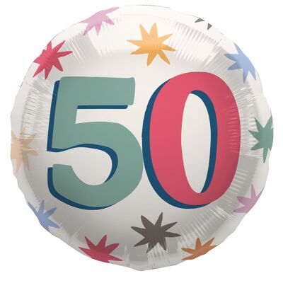 Foil Balloon - "50" - Starburst - 45 cm