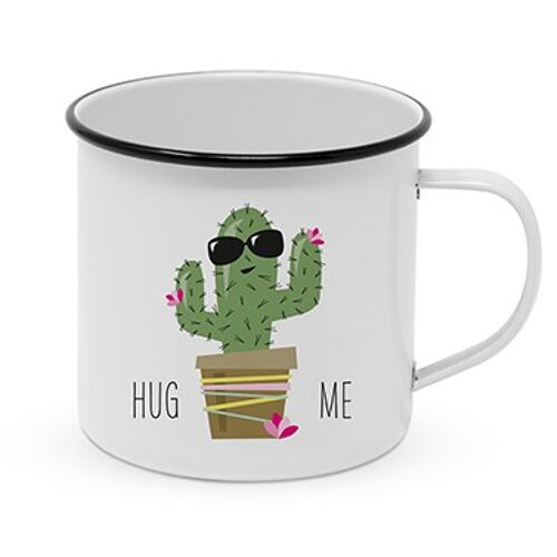 Happy Metal Mug Hug Me Cactus