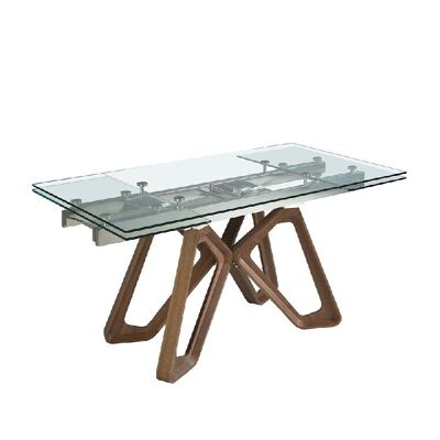 EXTENDABLE RECTANGULAR DINING TABLE TEMPERED GLASS 1122