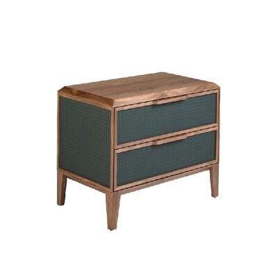 COMODINO IN PVC VERDE SCURO E NOCE 7149