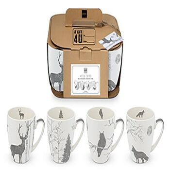 Mugs Mystic platine véritable Set de 4