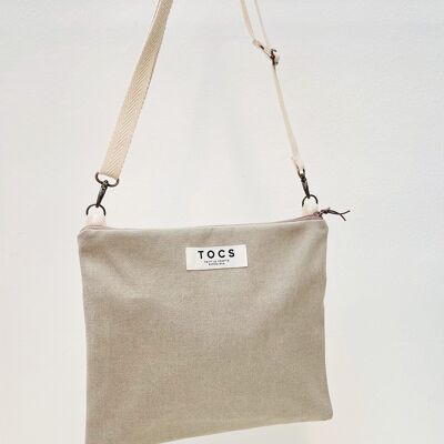 Stone shoulder bag with cotton handle