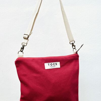Red shoulder bag with cotton handle