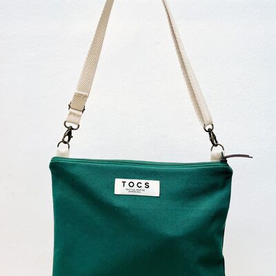 Green shoulder bag with cotton handle