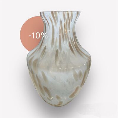 Tammaro Home|Élégance brillante : vase en verre blanc aventurine