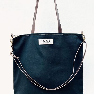 Basic black bag with leather handles