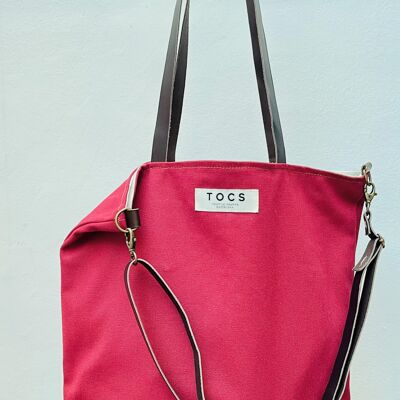Basic red bag with leather handles