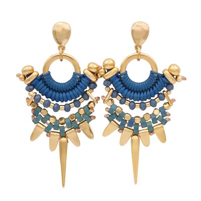 PROVIDENCIA blue, green and gold statement earrings