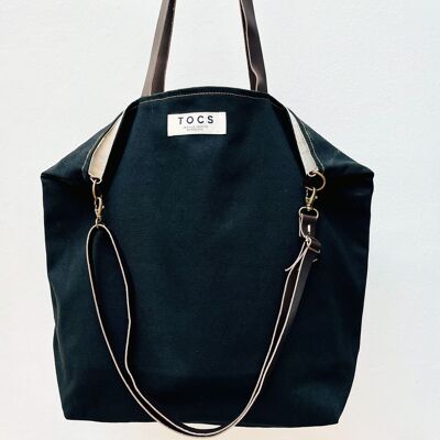 Large black bag with leather handles
