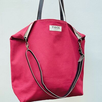 Large red bag with leather handles