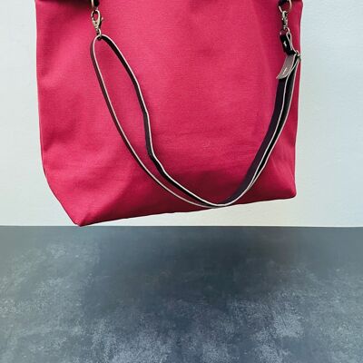 Large red bag with leather handles