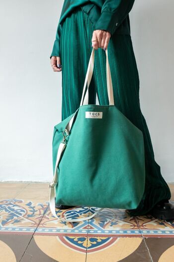 Grand sac vert avec anses en coton 6
