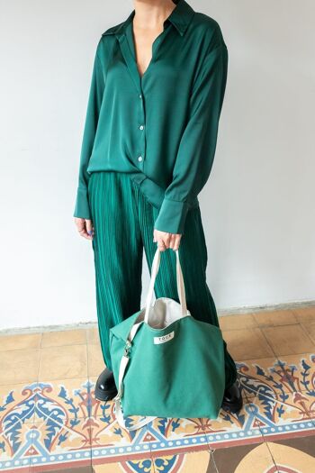 Grand sac vert avec anses en coton 7
