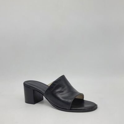 Black Single Strap Heeled Sandals for Spring Summer