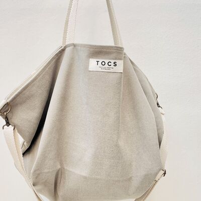 Stone gray sack bag with cotton handles