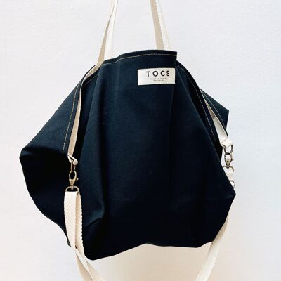 Black sack bag with cotton handles