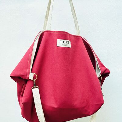 Red sack bag with cotton handles
