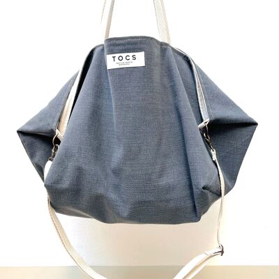 Denim sack bag with cotton handles